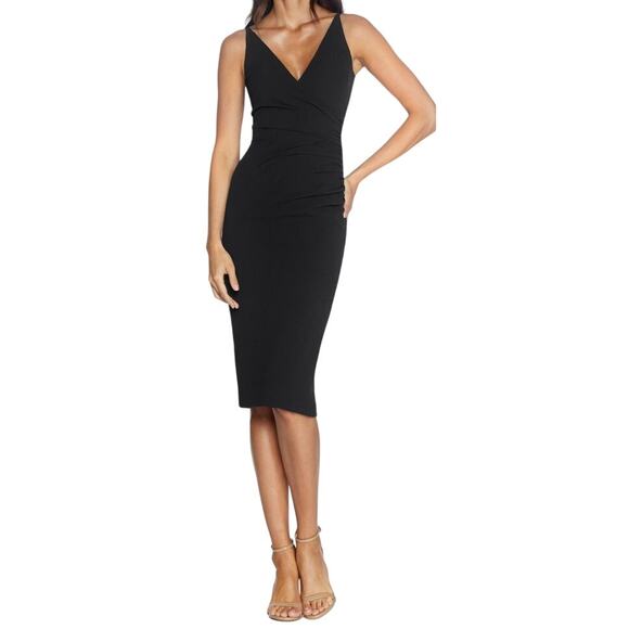 Dress the Population Anita crepe cocktail dress black size Large L - Picture 1 of 8